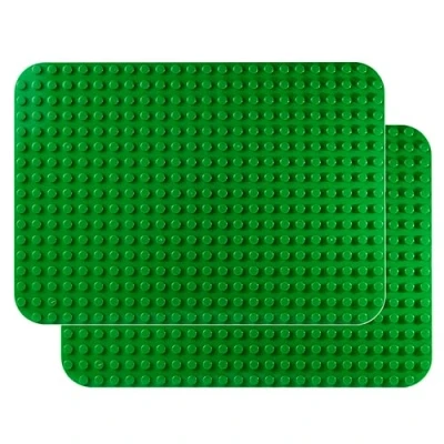 Afbeelding van Bouwsteen grondplaten voor grote blokken 38,1 cm x 26,7 Groene grondplaten, Compatibel met toonaangevende merken (2x groen)