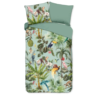 Afbeelding van Dekbedovertrek Descanso Ignadi Green Satijn 140 x 200 / 220 cm 1 Persoons