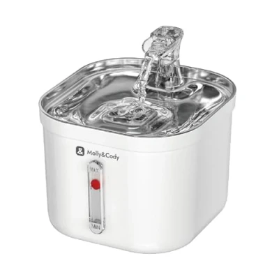 Afbeelding van Molly&amp;Cody Spring Drinkfontein voor katten en honden, 2 liter watercapaciteit, automatische waterdispenser, ultra stille waterpomp, zichtbare waterniveau indicator, 3 voudig filtersysteem, compact,