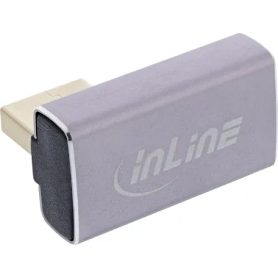 Afbeelding van InLine DisplayPort adapter haaks naar links (kort) DP1.4 (8K 60Hz) HBR3 aluminium