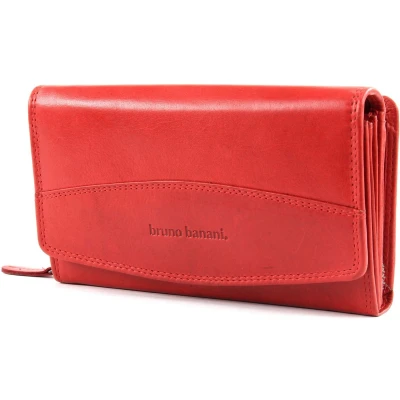 Afbeelding van bruno banani Leren Portemonnee Lavato Wallet with Flap Red Rood