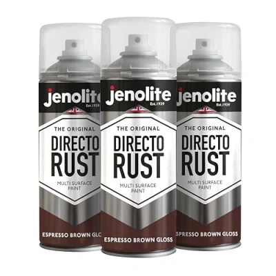 Afbeelding van JENOLITE Directorust Glansverf ESPRESSO BRUIN Multi oppervlakte spuitverf Hout, metaal, kunststof, keramiek, verroeste oppervlakken 3 x 400 ml RAL 8017