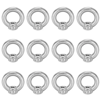 Afbeelding van MA Keleily Ringmoer M4 12 Stuks Ringogen Roestvrijstalen Oogbout Oogmoeren Hardware Ringvormige binnendraad montageschroef voor touwmontage, hijsaccessoires, zilver