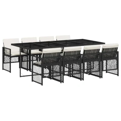 Afbeelding van vidaXL 9 delige Tuinset poly rattan zwart