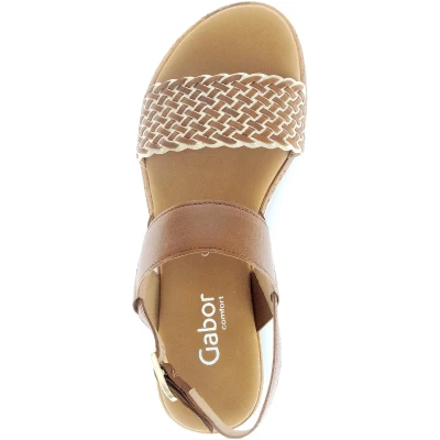 Afbeelding van Gabor Comfort Sandalen met plateauzool, Dames, Maat: 40.5, Camel/platin Leer