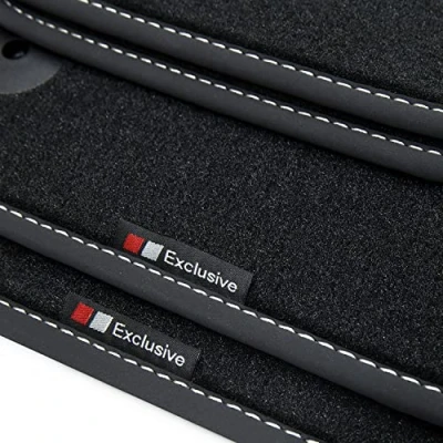 Afbeelding van tuning art BEF856 Vloermatten Exclusive Design voor Skoda Superb 3 2015 2023, Naad:Zilver. Deluxe Vloer
