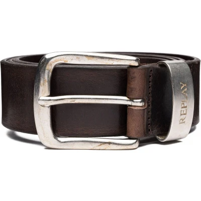 Afbeelding van REPLAY Leren Riem Leather Belt W85 Faded Black Brown Donkerbruin
