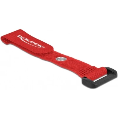 Afbeelding van Klittenband kabelbinders met gesp en ring 150 x 20mm / rood (5 stuks)