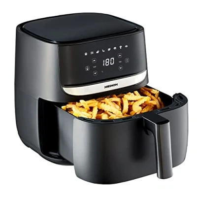 Afbeelding van Medion E50 XL Airfryer Heteluchtfriteuse 5,7L Inhoud Olievrij Frituren 8 Automatische Programma&#039;s 1700 Watt Zwart