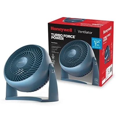 Afbeelding van Honeywell Krachtige TurboForce ventilator blauw (stille verkoeling, 90 variabele kanteling, 3 snelheidsinstellingen, wandmontage, tafelventilator) HT900NE