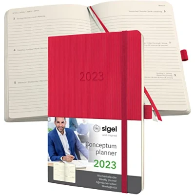 Afbeelding van SIGEL C2334 Concept weekplanner 2023, ca. A5, rood, softcover, 2 pagina&#039;s = 1 week, 192 pagina&#039;s.