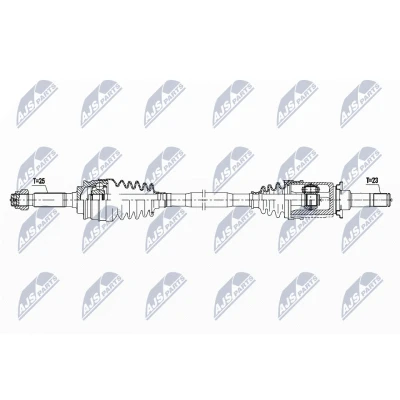 Afbeelding van NTY NPW CH 094 Aandrijfas Achteras rechts 821mm Handgeschakelde versnellingsbak, 6 versnellingen JEEP: Compass (MK49) 2.2 CRD 4x4, 2.4 4x4 2006