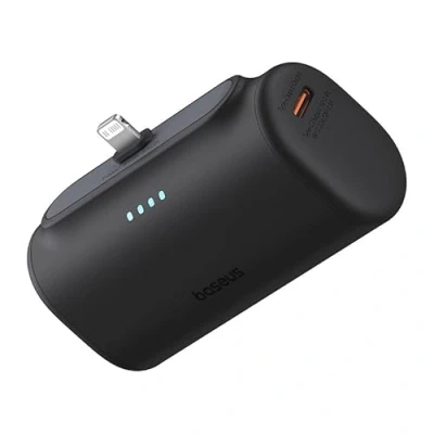 Afbeelding van Baseus 5.000 mAh Powerbank Zwart Opvouwbare Apple Lightning Connector Met USB C Poort Compact &amp; Fast Charge Power Delivery 20W