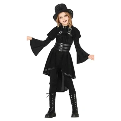 Afbeelding van Guirca Gotisch Kostuum Gotische Gastvrouw Van Kasteel Dracupier Meisje Zwart 10 12 jaar Halloween Verkleedkleding