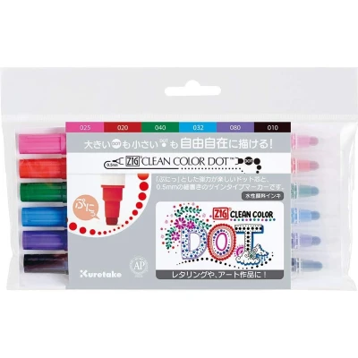 Afbeelding van Kuretake ZIG Clean Color Dot 6 Colors Set # TC 6100/6V