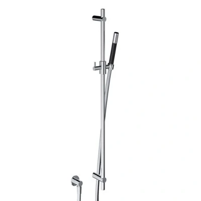 Afbeelding van HotBath Cobber glijstang 90cm met wandaansluitbocht 150cm doucheslang en staafhanddouche koper Geborsteld PVD