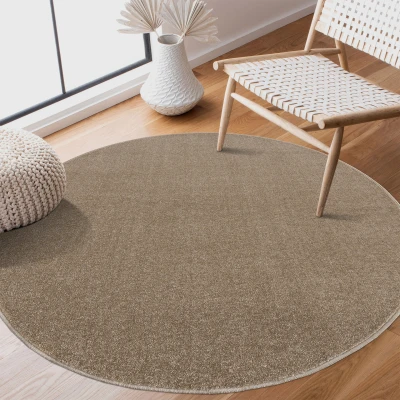 Afbeelding van Uni Effen Laagpolig Vloerkleed Modern Beige 80 cm rond