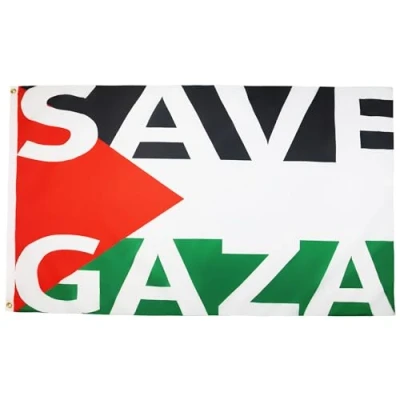Afbeelding van AZ Flag Palestina Save Gaza 3x5 Ft 100D Polyester Palestijnse Banner met twee metalen doorvoertules Fade Resistant Levendige kleuren 3&#039; x 5&#039; Voeten 150x90 Cm