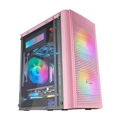 Afbeelding van MARSGAMING MC300P Roze, Micro ATX PC Case, Gehard Glas, Front MESH, 3xFRGB Fans