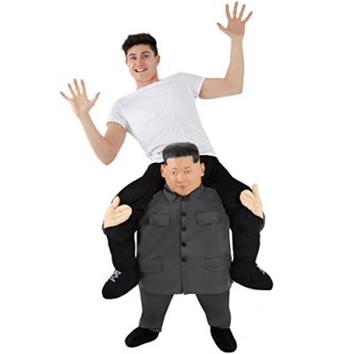 Afbeelding van Morph Kim Jong Un Huckepack kostuum voor volwassenen, grappig carnavalskostuum dames en heren, eenheidsmaat