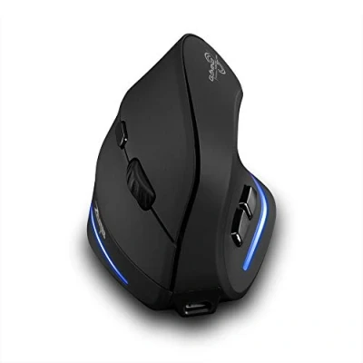 Afbeelding van Zelotes Draadloze Muis, 2400dpi, Verticale 6 Toetsen, Ergonomische Muis Wireless Mouse voor Computer, Laptop, PC, Zwart