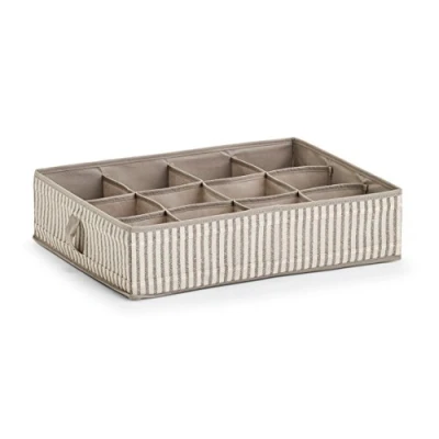 Afbeelding van Zeller kleding/kast organiser 12 vakken beige 44 x 34 11 cm polyester Opbergmanden