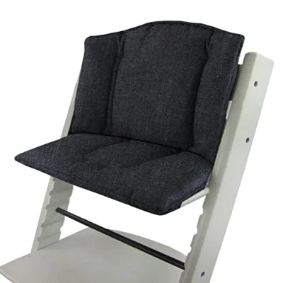 Afbeelding van Bambiniwelt Vervangende overtrek, zitkussen, kussenset, stoelverkleiner compatibel met STOKKE Tripp Trapp voor kinderstoel, gemêleerd (gemêleerd zwart)