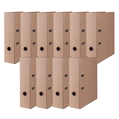 Afbeelding van DONAU Binder hendelboogvijl/map Premium ECO Maxi FSC/pak van 10 stuks/breed/DIN A4 8 cm 80 mm/bruin beige/natuurlijk/versterkingstape/gemaakt in de EU