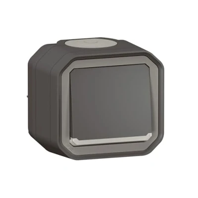 Afbeelding van Legrand plexo drukknop 250v 10a verlicht compleet opbouw ip55 ik08 antraciet 069782l