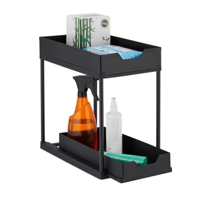 Afbeelding van Relaxdays gootsteenkast organizer 2 lades rek onder wastafel keukenkast