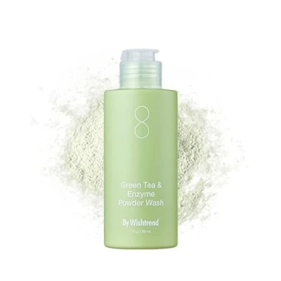 Afbeelding van BY WISHTREND Groene thee en enzympoeder gezichtsreinigingsmiddel, all in one, hydraterende dagelijkse gezichtsreiniger zachte peeling voor poriën mee eters (1 stuk)
