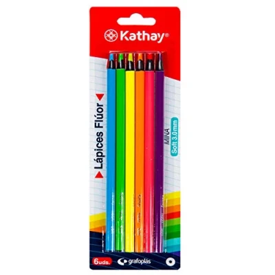 Afbeelding van Kathay 86234399 kleurpotloden, 6 stuks, zachte punt, vulling 3 mm, ideaal voor Subrayar