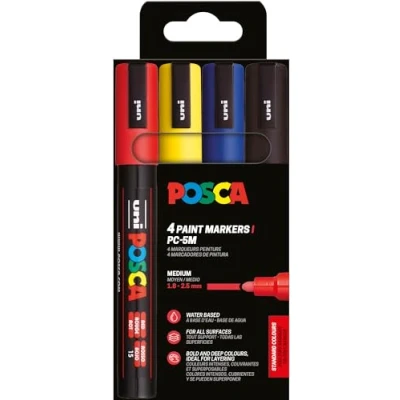 Afbeelding van Uni Ball 182545 POSCA marker Set, 4 acrylstiften PC 5M, permanente 1,8 2,5 mm ronde punt