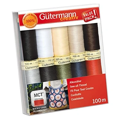 Afbeelding van Gutermann naaigaren assortiment 10 basis kleuren