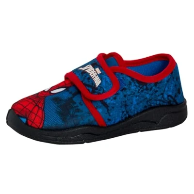 Afbeelding van Marvel Spiderman Jongens Slippers Voor Kinderen Gemakkelijk Bevestigen Slipper Booties Huis Schoenen Muiltjes, Rood Blauw, 10 UK Child