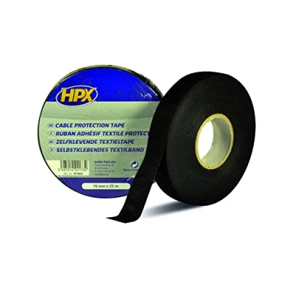 Afbeelding van HPX Textieltape kabelbescherming zwart 19mm x 25 meter