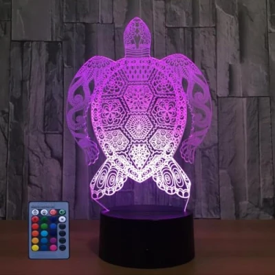 Afbeelding van Creatieve 3D Schildpad Nachtlampje USB Aangedreven Afstandsbediening Raak Schakelaar Decor Tafellamp 7/16 Kleur Veranderende LED Verjaardagscadeau Kinderen Cadeau Kerst Decoratie