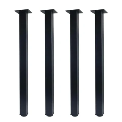 Afbeelding van QLLY 4 stuks vierkante verstelbare metalen bureaupoten, 70 cm, voor bureautafel (69,8 zwart)