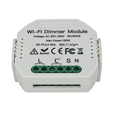 Afbeelding van LEDLUX SH105 LED Triac Dimmer fasesnijden met normale open knop 220 V 150 W Smart WLAN module geheugen en omschakelfunctie, compatibel Alexa Google Home