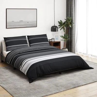 Afbeelding van Dekbedovertrekset 225x220 cm katoen zwart en wit