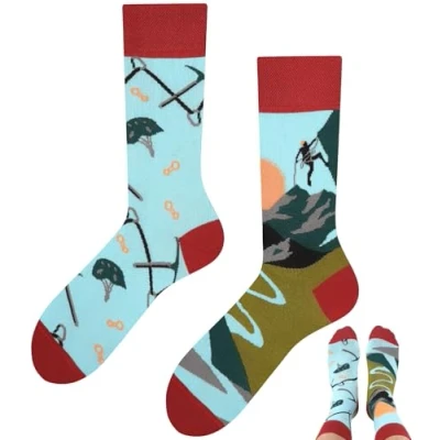 Afbeelding van TODO Colours Grappige sokken met motief meerkleurig, kleurrijk, gek voor levensvreugde, klimmen, 43 46 EU