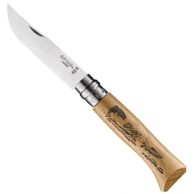 Afbeelding van Opinel No.08 Trout Engraved Zakmes RVS Hout