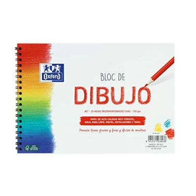 Afbeelding van Oxford Tekenblok, A5, zachte omslag, vaste 20 vellen, 130 g, glad, met spiraalbinding