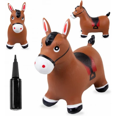 Afbeelding van Springdier met pomp 1+, springpaard, springhond, max 50kg vanaf 1 jaar, verschillende dieren en kleuren (Bruine Pony 2)