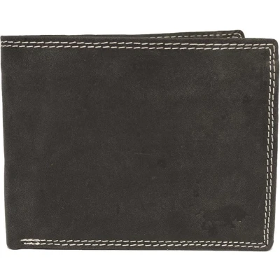 Afbeelding van Leren Portemonnee Heren Zwart Met Groot Ritsvak Vintage Leer