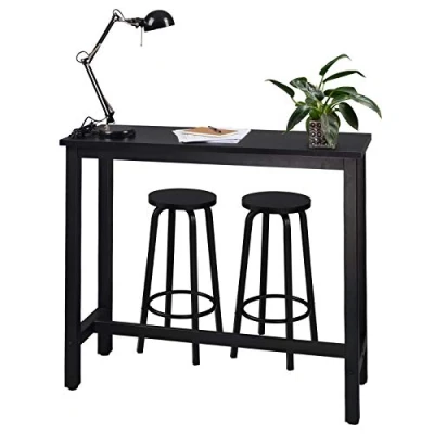 Afbeelding van WOLTU 1 Bartafel + 2 Krukken Industriële,Bistrotafel met Bistrokruk in spaanplaat en staal,Zwart BT17sz+BH237sz