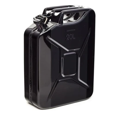 Afbeelding van BW© Brandstofjerrycan, metaal, jerrycan, 20 liter, zwart, RAL 9005, TÜV getest en VN goedkeuring, Made in Europe