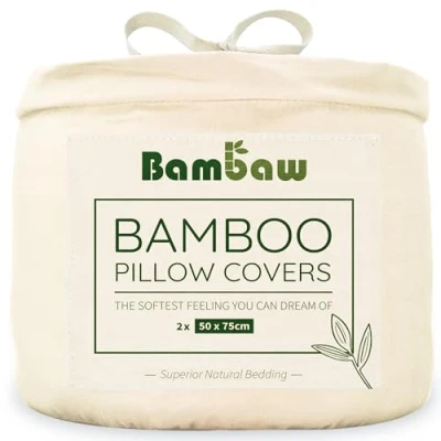 Afbeelding van Bamboe Kussenslopen Eco Kussensloop 50cm bij 75cm Luxe Beddengoed Hypoallergeen Puur Rayon Ultra ademende Stof Ivoor Bambaw