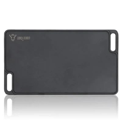 Afbeelding van BBQ Toro Gietijzeren grillplaat met handgrepen, 40 x 23 cm, omkeerbare plaat, aan beide zijden bruikbaar, rechthoekig, universeel en massief, voor houtskool gas, grillaccessoires,