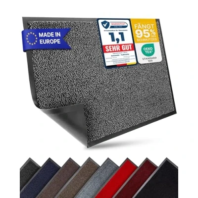 Afbeelding van Entrando Schoonloopmat 90 x 150 cm, voor binnen en buiten, wasbaar, antislip, ideaal de entree, hal, kantoor, antraciet zwart, deurmat cm